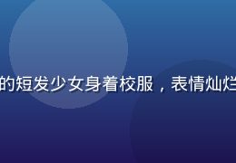 亲吻姐姐大姐角色插图，活泼开朗的短发少女身着校服，表情灿烂充满活力，背景为明亮的教室场景